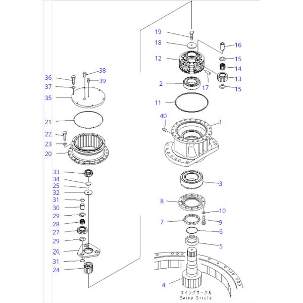 206-26-00501 PC270 Swing Gearbox PC270-7 SWING MACHINERY
