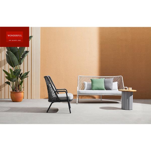 Modern Style Patio Rope Sofa Outdoor Furniture Hotel 2 Seater Aluminium Outdoor Sofa for Courtyard