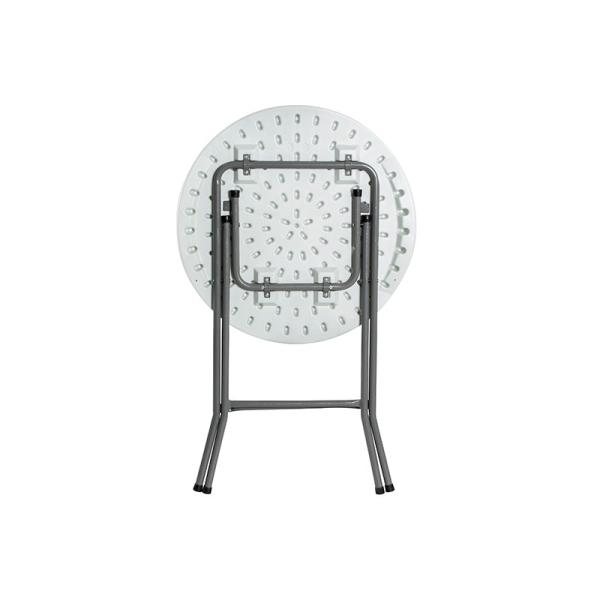 24 Inch Foldable Round White Plastic Table Oxidation Resistance Rattan Tabletop