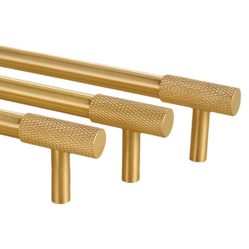 2025 Knurling Brass Handles Solid Brass Gold Cabinet Door Kitchen Drawer Handle