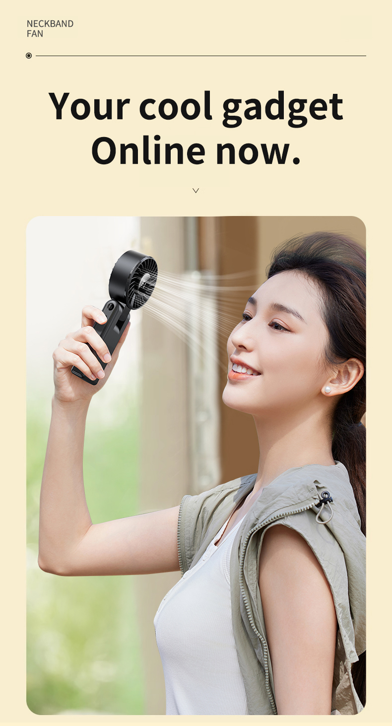 FUSMLI Portable Foldable Handheld Neck Fan Visual Digital Battery Display Stylish Color Combinations Effortless Cooling Anywhere