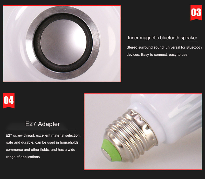Дистанционное управление SMD5730 шарика диктора Bluetooth переходника RGBW E27