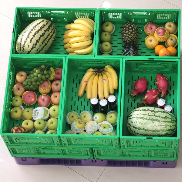 Collapsible Stackable Crates Plastic Storage Fruit And Vegetable 600*400 Folding