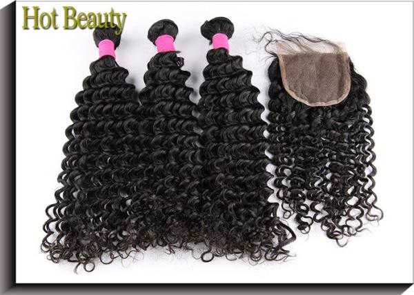 Hot Beauty Brazilian Vrigin Human Hair Extensions Deep Wave , Natural Black