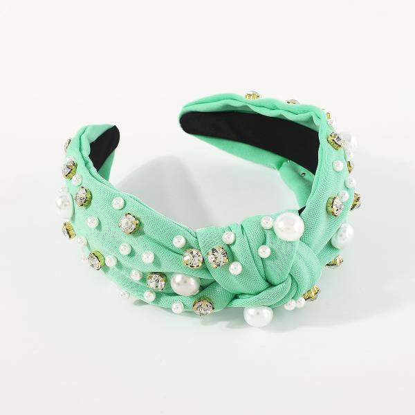 Fashion multicolor knotted wide elastic headbands nail-beaded drill bit hooped hair accessory Yiwu wholesale