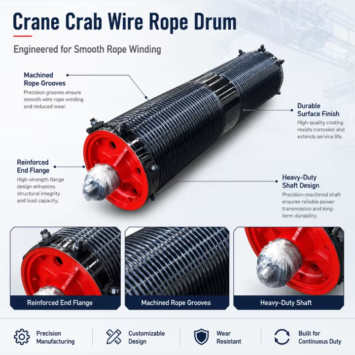 Customized Crane Crab Wire Rope Drum for Heavy Lifting Applications