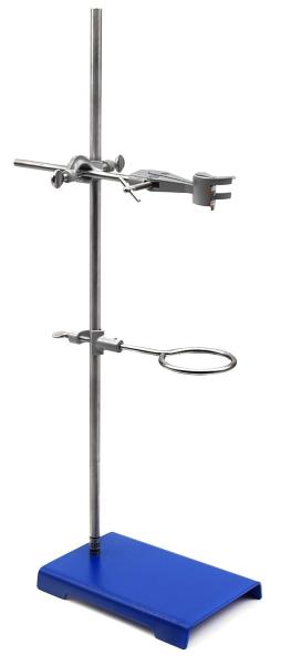 Chemical Resistant Steel Ring Stand Set - Lab Stand Support With Clamp - 8 Inch X 5 Inch Base, 24 Inch Rod