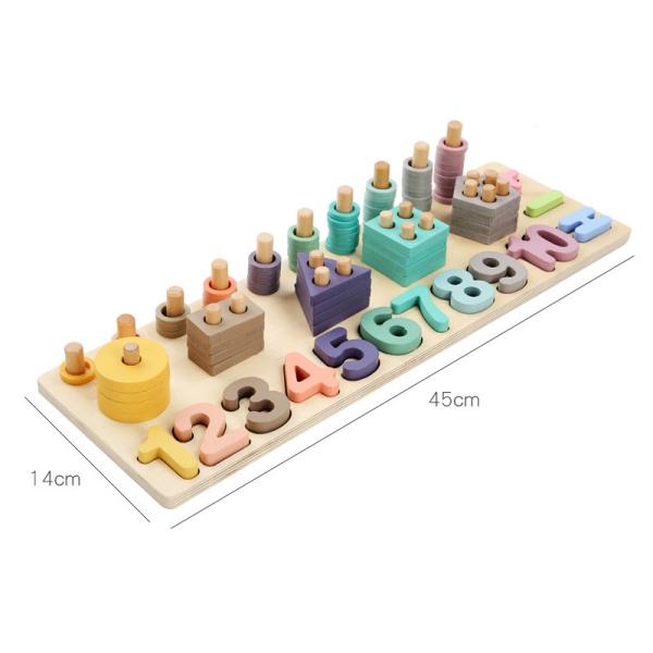 Ensino 14cm de madeira geométrico de Toy Montessori Math Blocks Preschool da matemática