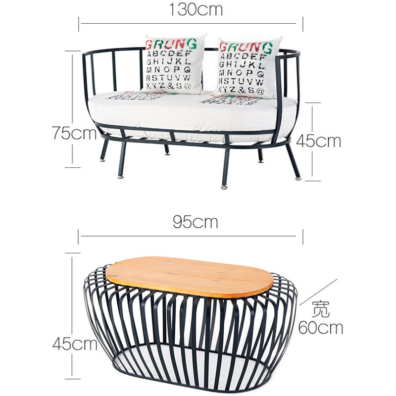 Outdoor Living Room Furniture 3Piece Iron Coffee Table Set with Modern Round Design