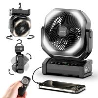 Ventilateur extérieur sans fil à commande à distance rechargeable 20000 MAh avec lumière LED