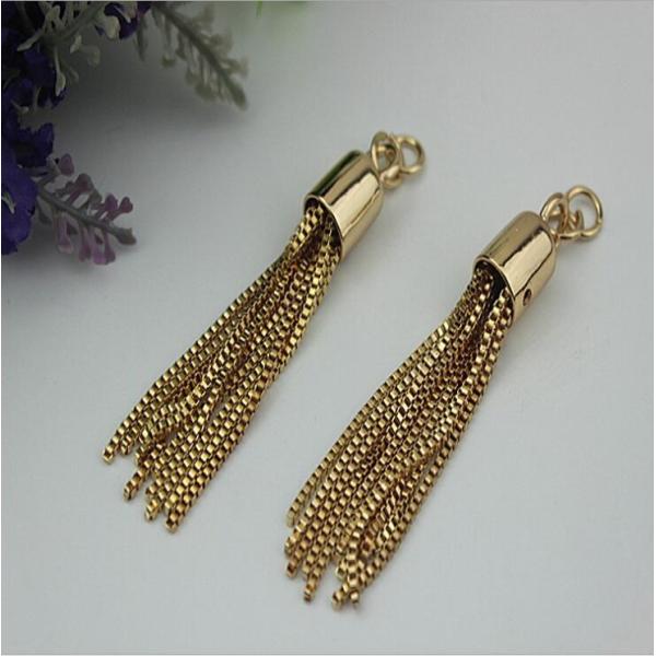 Decorative accessories 10mm light gold leather tassels end cord metal cap for handbag