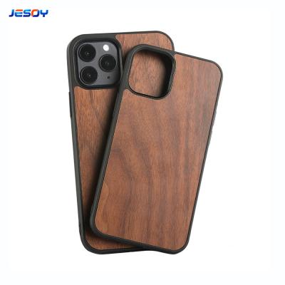 TPU Casse téléphonique en bois de bambou couverture téléphonique en bois de noyer naturel antichoc