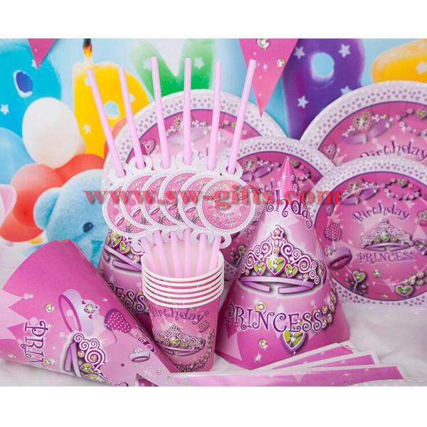 Fantasy girl theme kids disposable paper cups + plates party pack birthday Party Decoration Set party supplies