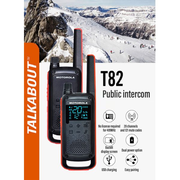 Talkie-walkie motorola Talkabout T82 Extreme Quad 5km Pmr Battery Earpiece Twin Pack Cost-effective Two-Way Radio Walkie Talkie