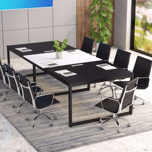 8ft Traditional Design Metal Meeting Room Table and Chairs Set for Small SOHO Office