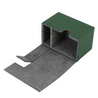 Caixa de cartão de baralho à prova de poeira 80+ couro PU MTG caixa de cartão de couro com bandeja de dados