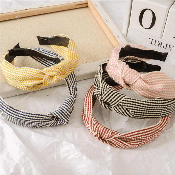 GLH005 Simple cross check headband women's wide version of crimped knot headband hair accessories wholesale