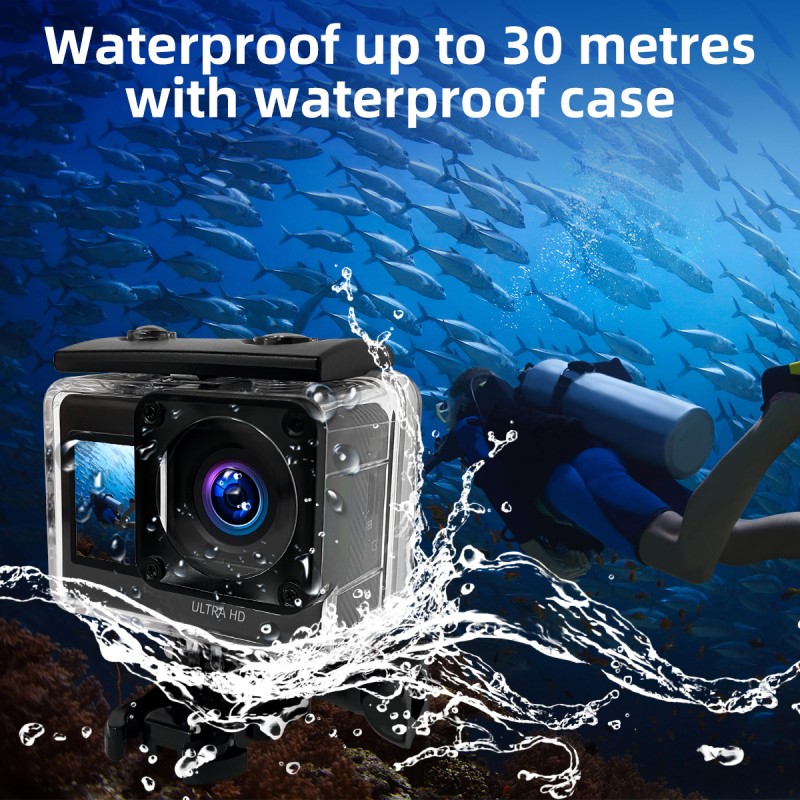 Newest HD 4k Dual Screen Sport Action Camera Motorcycle Bike Helmet Riding Camera 30M Waterproof Sport Camera with WIFI