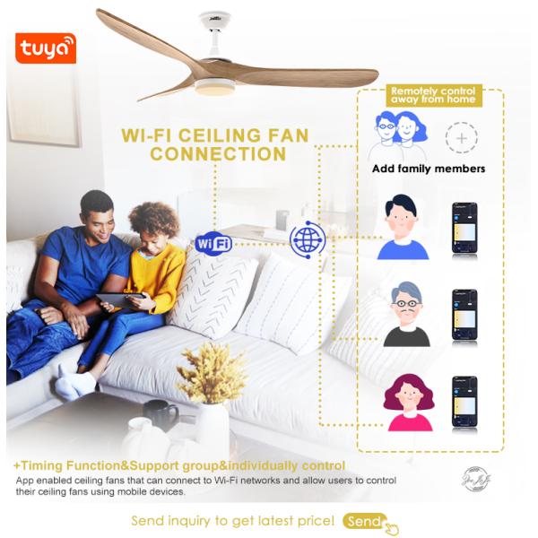 1stshine Ventilador de teto de lâminas de madeira com luz e temperatura de cor de 3000k/4000k/6000k