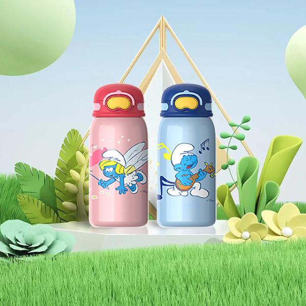 Customized Keep Hot and Cold Sports Kids Water Bottle with Straw Handle Lid 550ml Capacity