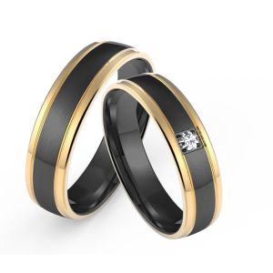 Simple Fashion Men Jewelry Polished With Double Ring K Gold Inset Zircon Couple