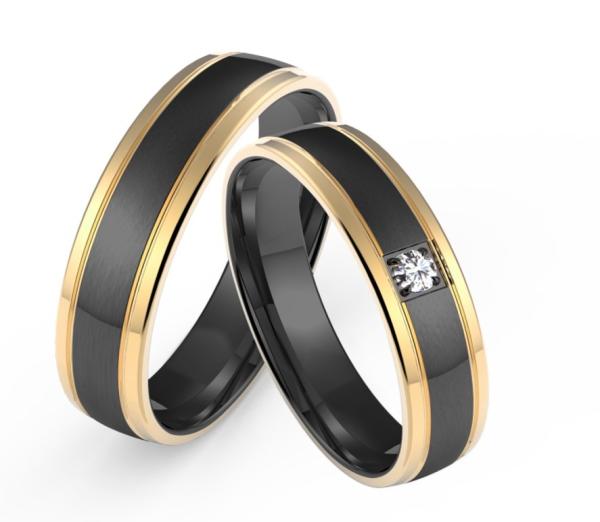 Simple Fashion Men Jewelry Polished With Double Ring K Gold Inset Zircon Couple Ring customized logo