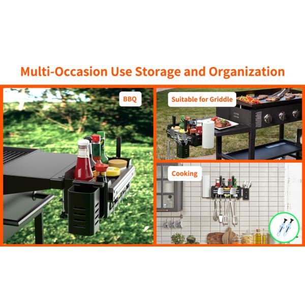 Удобный аксессуары для BBQ Хранилищный вагон с магнитным держателем инструментов и держателем бумажного полотенца
