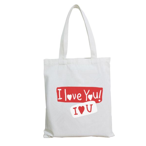 Durable Thick Organic Cotton Canvas Bags , Logo Printed White Cotton Tote Bag