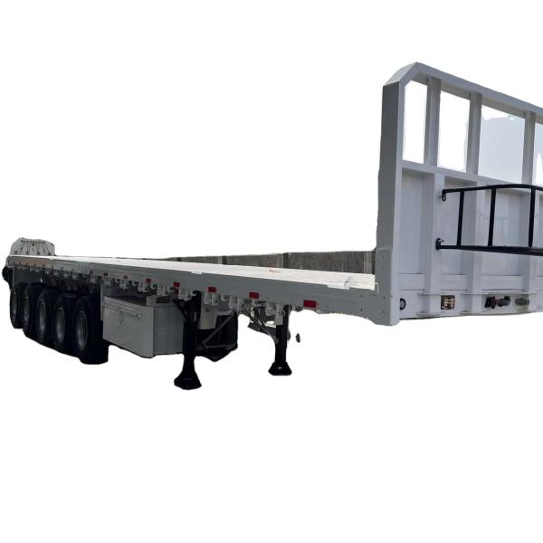 CIMC 5 axles 40ft extendable stretch rope euphores and hooks help fasten cargo Flatbed deck truck tractor Semi-Trailer