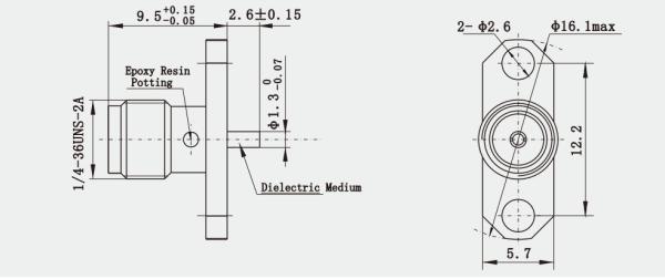 SMA Conector coaxial RF feminino de latão de grau aeroespacial com microstrip