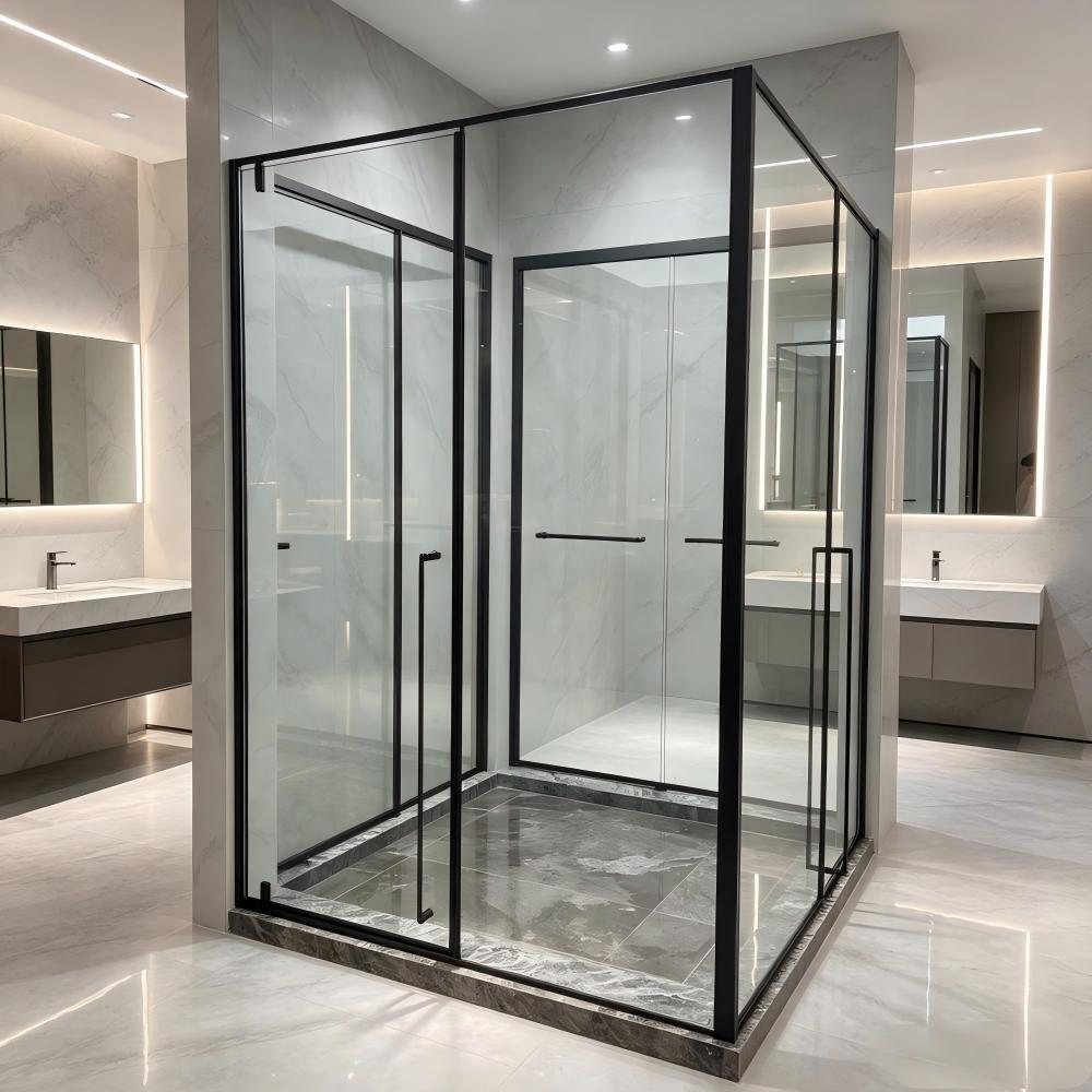 Anti Slip Corner Frosted Glass Shower Enclosure Semi Frameless Door ODM