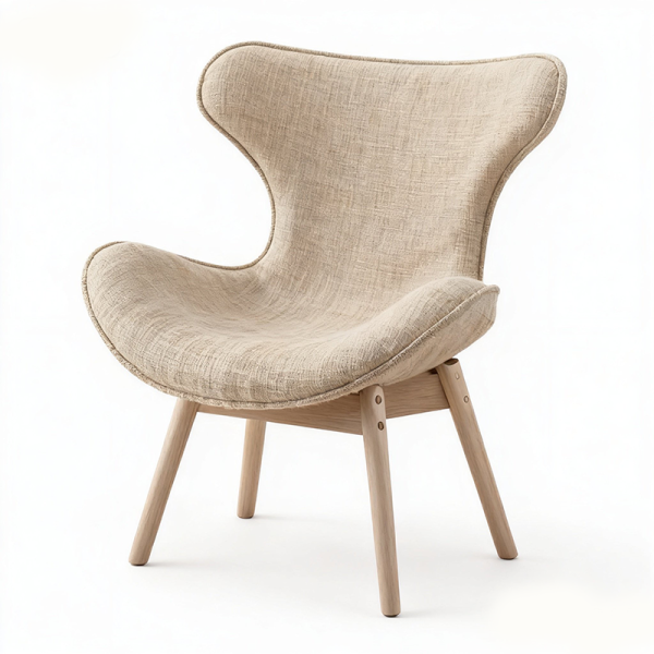 Modern Simple Casual Living Room Single Sofa Chairs Fabric Upholstered Lazy Lounge Chair Steel Legs Recliner Eco-Friendly Hotel