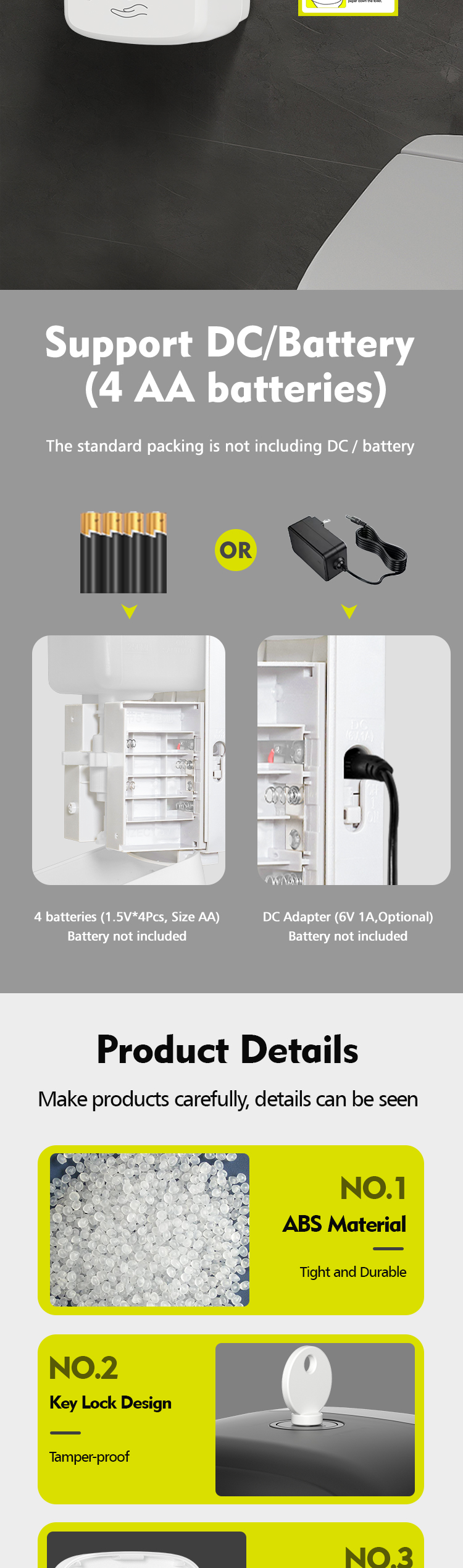 Modern Design Wall Mounted Foam Soap Dispenser with 3D Model Design for Convenient Bathroom Use