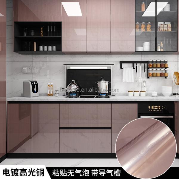 Modern High Glossy Finish DIY Stringy Metallic Film Peel Stick Self-Adhesive Wallpaper for Home Furniture Decoration