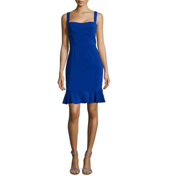 Sleeveless Fitted Bustier Flounce Dress, Blue