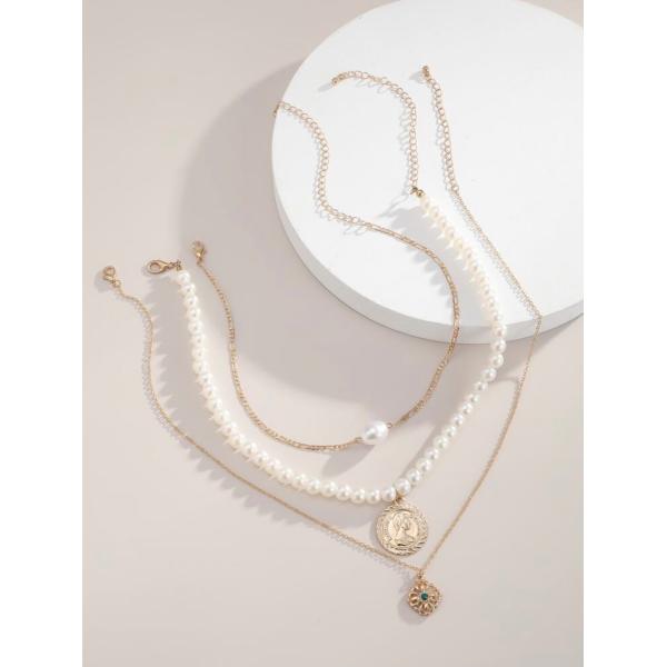 Fashion Faux Pearl Necklace , pendant gold necklace for Girl OEM ODM