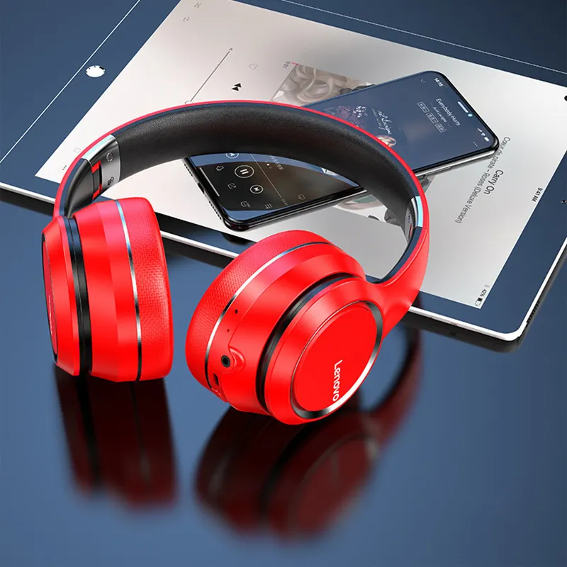 20H Lenovo Wireless Over Ear Headphones Hd200 Noise Cancelling Headset Foldable