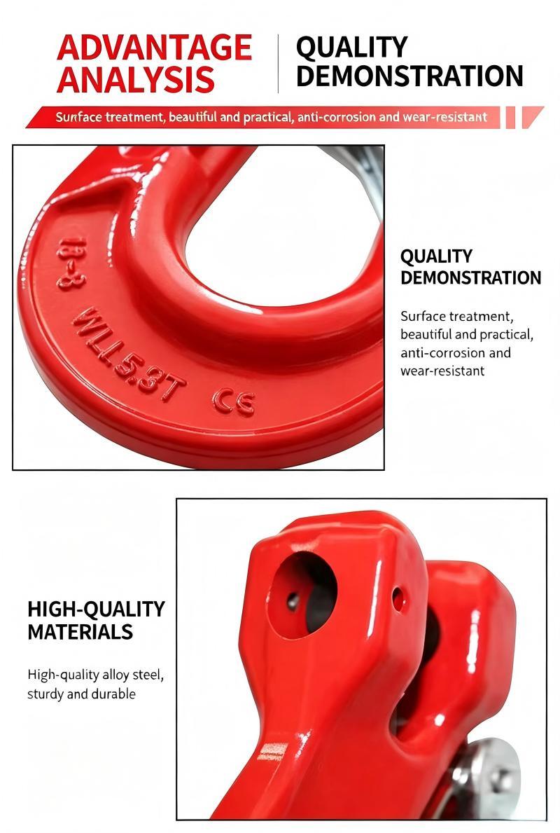 G80 Clevis Sling Hook Red Lifting Clevis Hook With Safety Catch