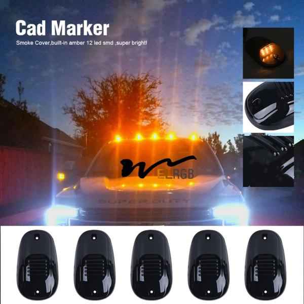 Amber Led Roof Marker Lights 5Pcs Lentes de Fumo Ford 1999-2016 F150 F250