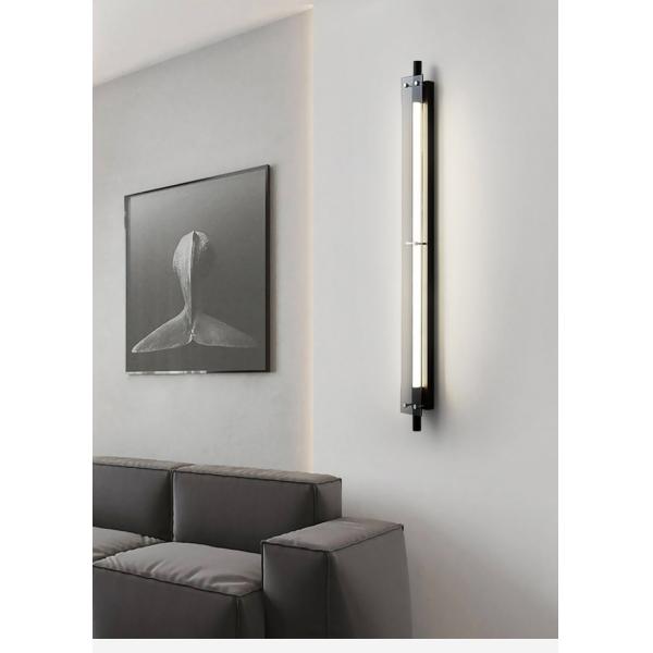JYLIGHTING Vente en gros Lampe murale LED en verre minimaliste Salon Hôtel Industriel Rétro Noir Applique Décoration intérieure Moderne Longue Bande Applique Murale Moderne