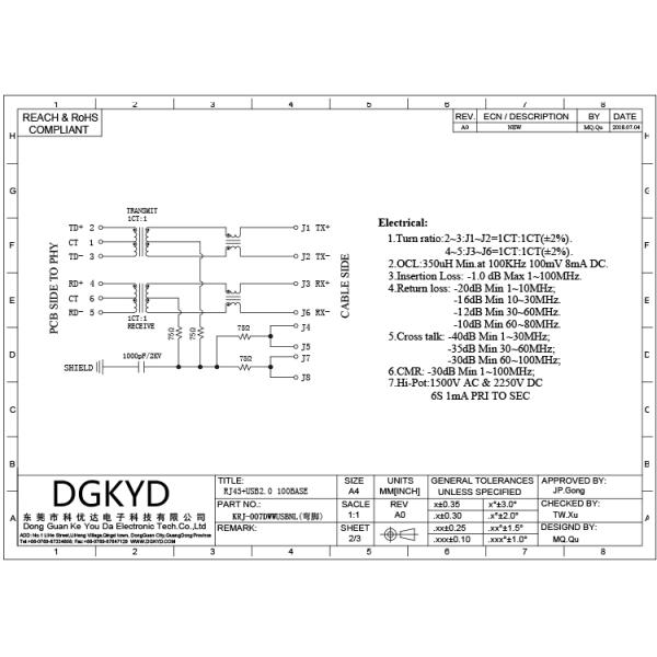 Single port Integrated magnetic rj45 USB jack  with 10/100base transformer