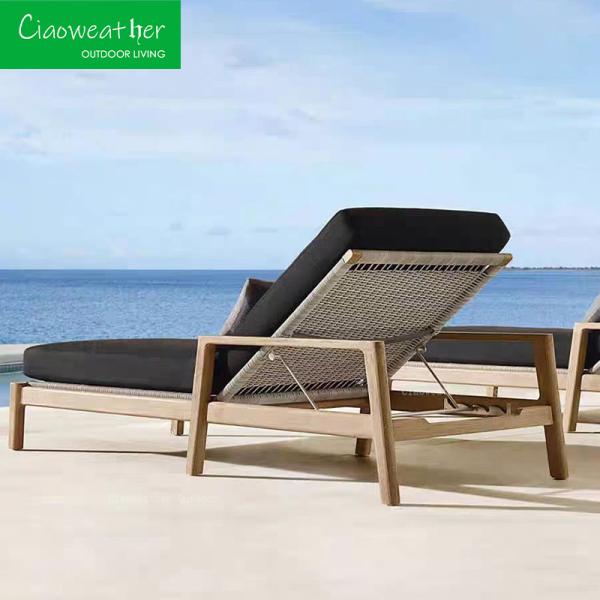Outdoor Pool Teak Sun Lounge Chair Modern Design for Hotel Restaurant Banquet Home and Coffee