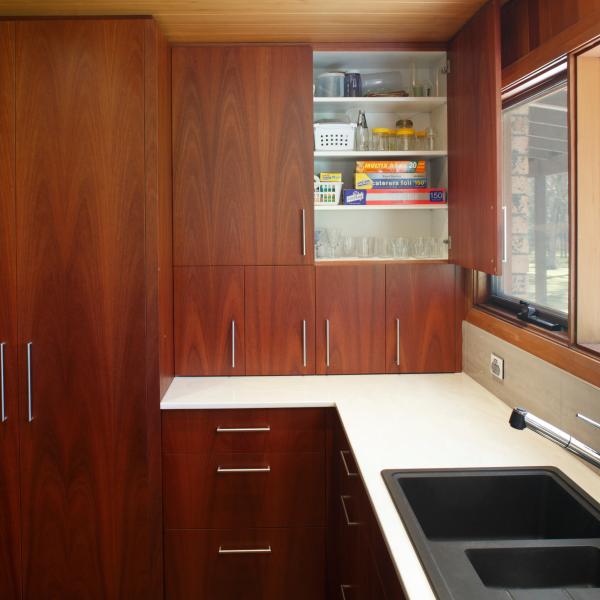 Brown Wood Veneer Kitchen Cabinet Sets Dark Complete  Modular Kitchen