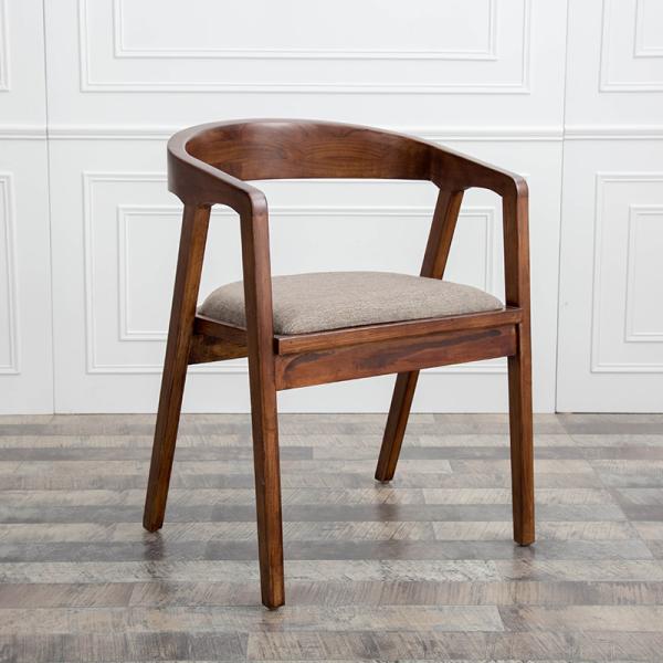 Modern Solid Wood Chairs Dining Furniture With Leather Seater And Armrest