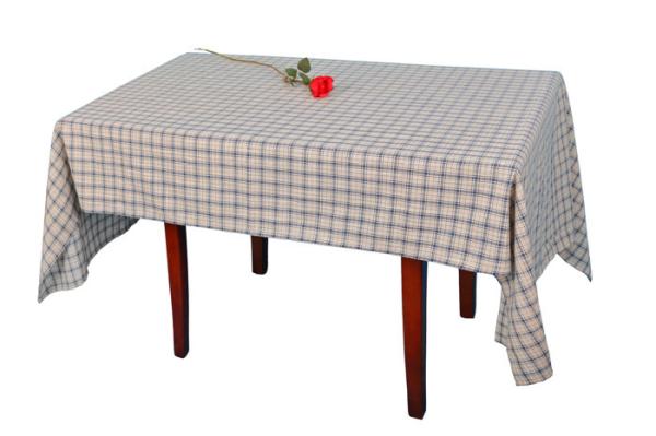 Blue Linen Checkered Table Cloth Durable Machine Washing Or Hand Washing