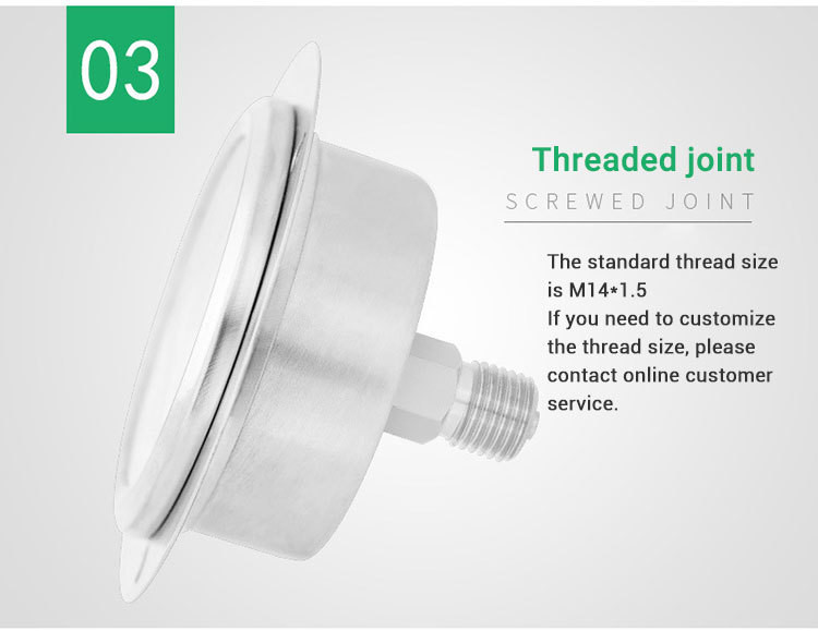 60mm Back Connection Pressure Gauge with Flange 250bar 304ss Liquid-Filled Manometer