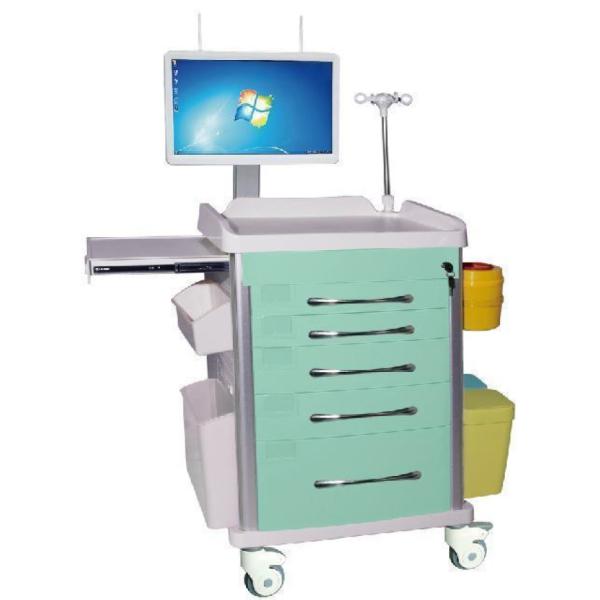 Chariot de soins d'urgence de médecine sans fil intégré avec support d'affichage