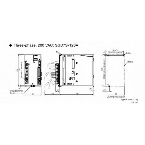 Temperatura ambiental de funcionamento 0-40℃ de YASKAWA SERVOPACK SGD7S-120A20A 1.5KW 2.0N.m