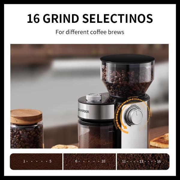 Portable Electric Adjustable Burr Coffee Grinder Silver 240g Professional Coffee Maker