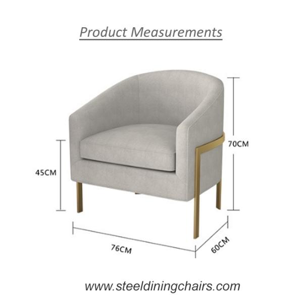 Italian Hotel Office Living Room Stainless steel Linen 1 Seater Sofa